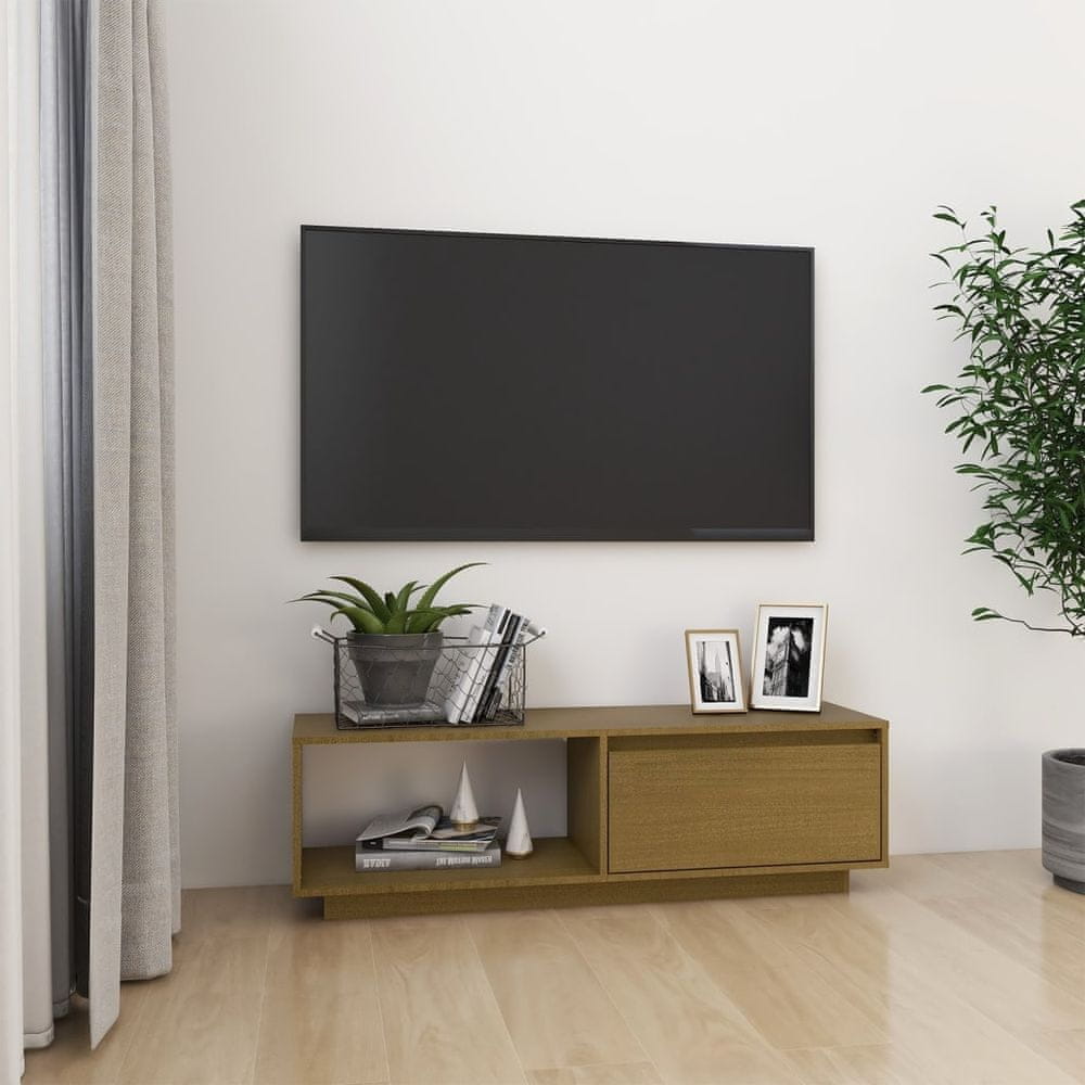 Vidaxl TV skrinka medovo-hnedá 110x30x33,5 cm borovicový masív